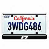 BMW i7 illuminated LED license plate badge beneath an illustrative US plate; plate not included