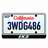 BMW iX3 illuminated LED license plate badge beneath an illustrative US plate; plate not included