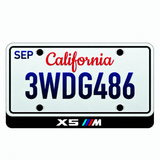 BMW X5 M illuminated LED license plate badge beneath an illustrative US plate; plate not included