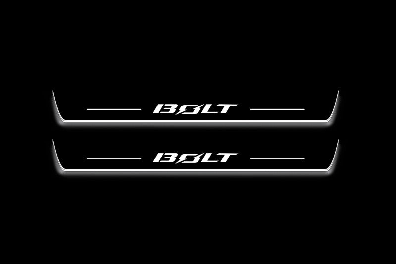Chevrolet BOLT 2017+ door sill plates in stainless steel with BOLT logo