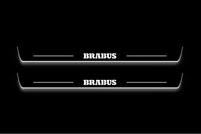 Mercedes-Benz E-Class Sedan W211 2002–2009 — Brabus Stainless LED door sills — Front pair, Night white illumination