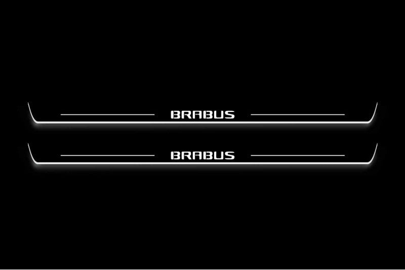 Mercedes S-Class C217 2014–2020 — Stainless LED Door Sills — Brabus Logo