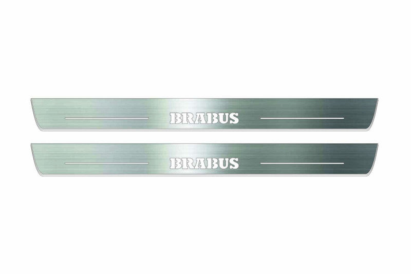 Mercedes-Benz E-Class Sedan W211 2002–2009 — Brabus Stainless LED door sills — Front pair, Day stainless finish