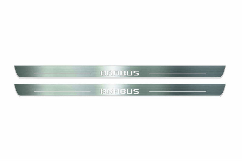 Mercedes S-Class C217 2014–2020 — Stainless LED Door Sills — Brabus Logo