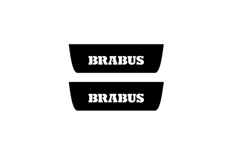illuminated door sill protectors Mercedes E W213 2016+ in stainless steel with Brabus logo