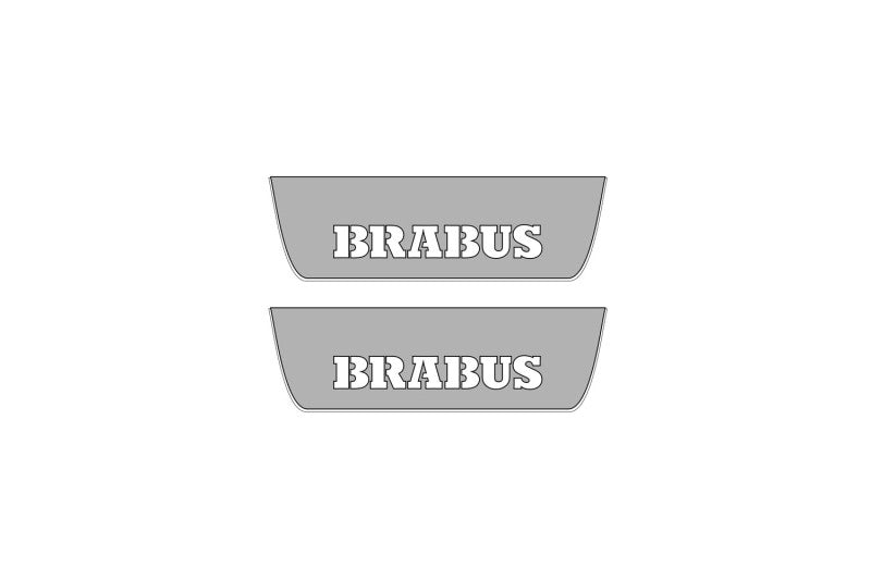 Illuminated LED Door Sill Tread Plates Mercedes G-Class W464 2018+ With Brabus Logo Mercedes Led Door Sills opdesign