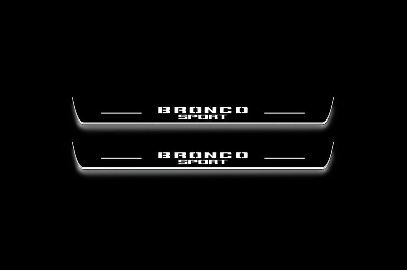 stainless steel LED door sill plates with Ford Bronco Sport 2021+ with Bronco Sport logo