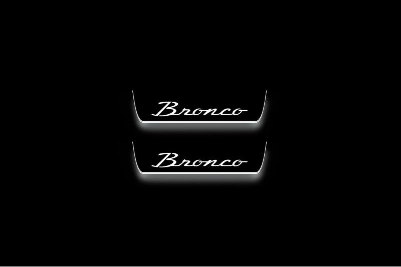 Ford Bronco 2021+ stainless steel LED door sill plates with Bronco logo