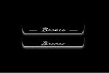Ford Bronco 2021+ entry guards in stainless steel with Bronco logo