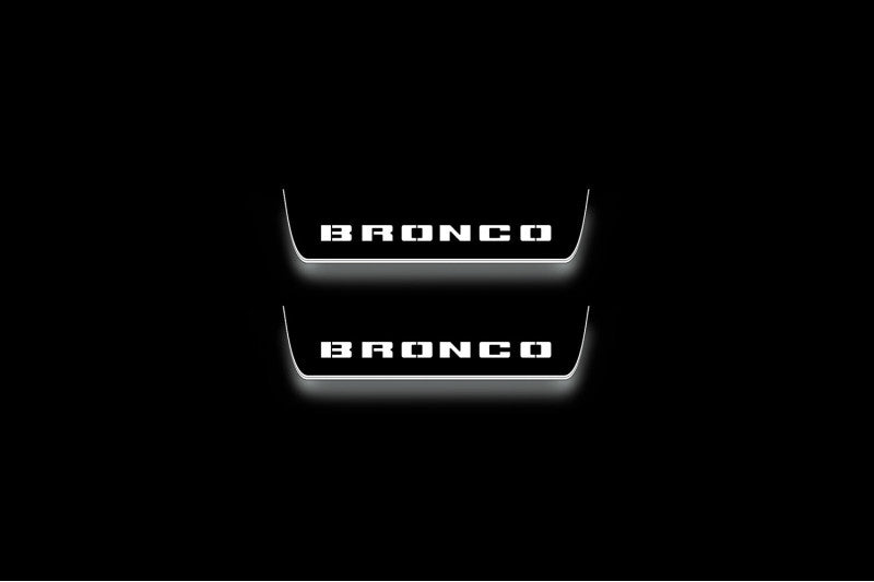 Ford Bronco 2021+ stainless steel LED door sill plates with Bronco logo
