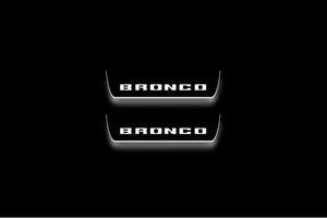 Ford Bronco VI 2021+ LED Door Sills Illuminated Scuff Bronco Logo (type 4) Stainless Steel Entry Guards