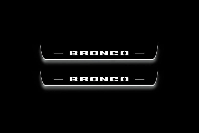 Ford Bronco 2021+ stainless steel LED door sill plates with Bronco logo