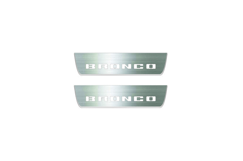 Ford Bronco 2021+ stainless steel LED door sill plates with Bronco logo