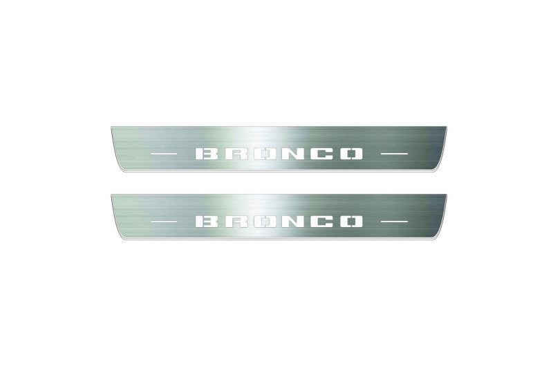 Ford Bronco 2021+ stainless steel LED door sill plates with Bronco logo
