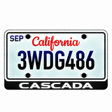 Buick Cascada illuminated LED license plate badge with solid lettering below an illustrative US plate; plate not included