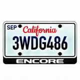 Buick Encore illuminated LED license plate badge with solid lettering below an illustrative US plate; plate not included