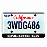 Buick Encore GX illuminated LED license plate badge with solid lettering below an illustrative US plate; plate not included