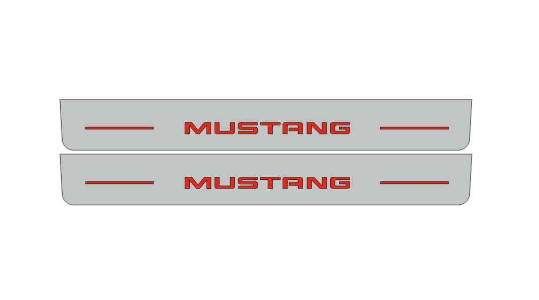 LED door sill plates Ford Mustang VI S550 2015+ stainless steel with Mustang logo