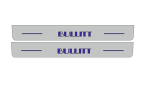 stainless steel LED door sill plates with Ford Mustang V S197 2005+ with BULLITT logo
