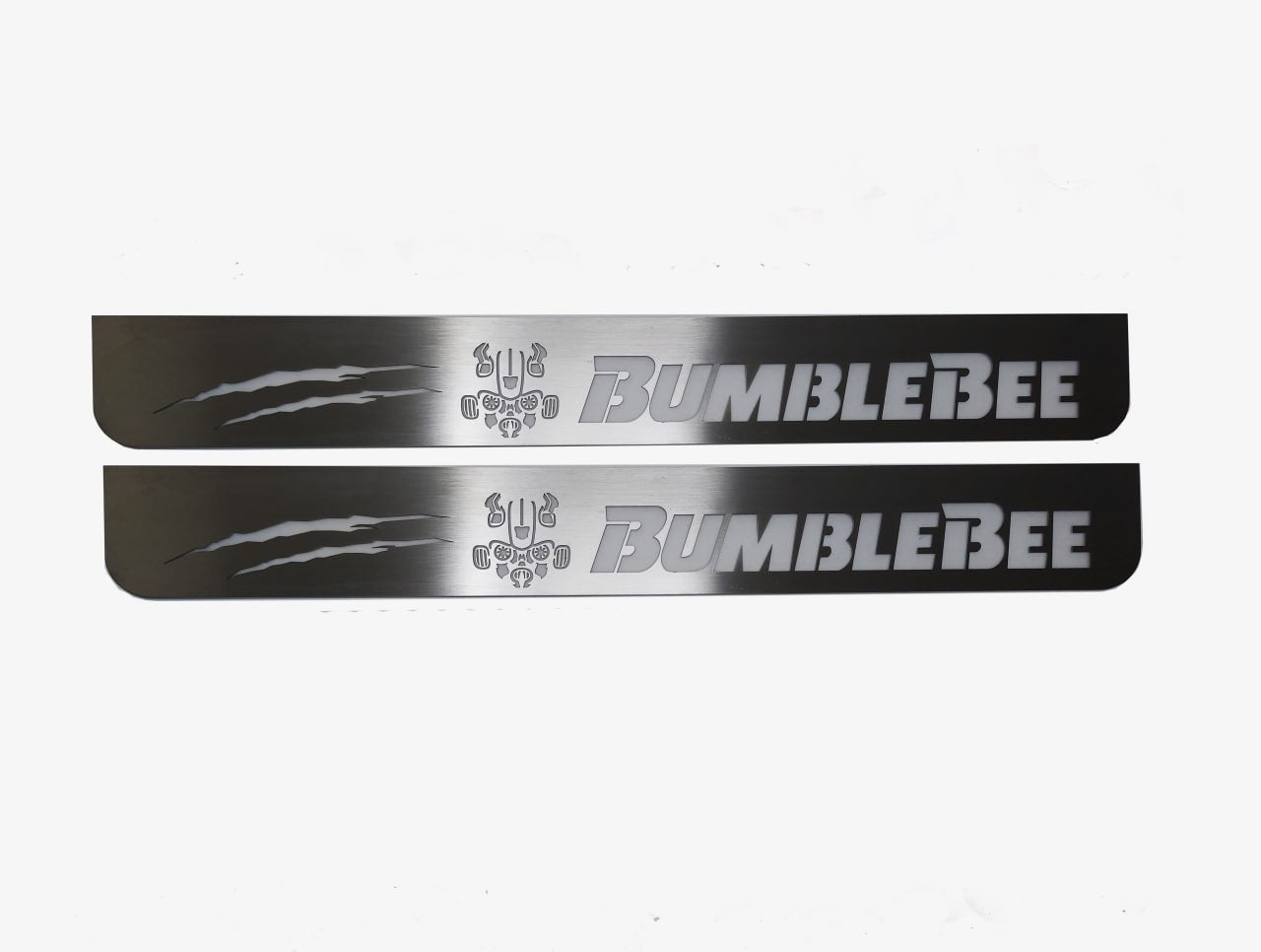 Chevrolet Camaro VI 2016+ LED door sill plates stainless steel with BumbleBee logo