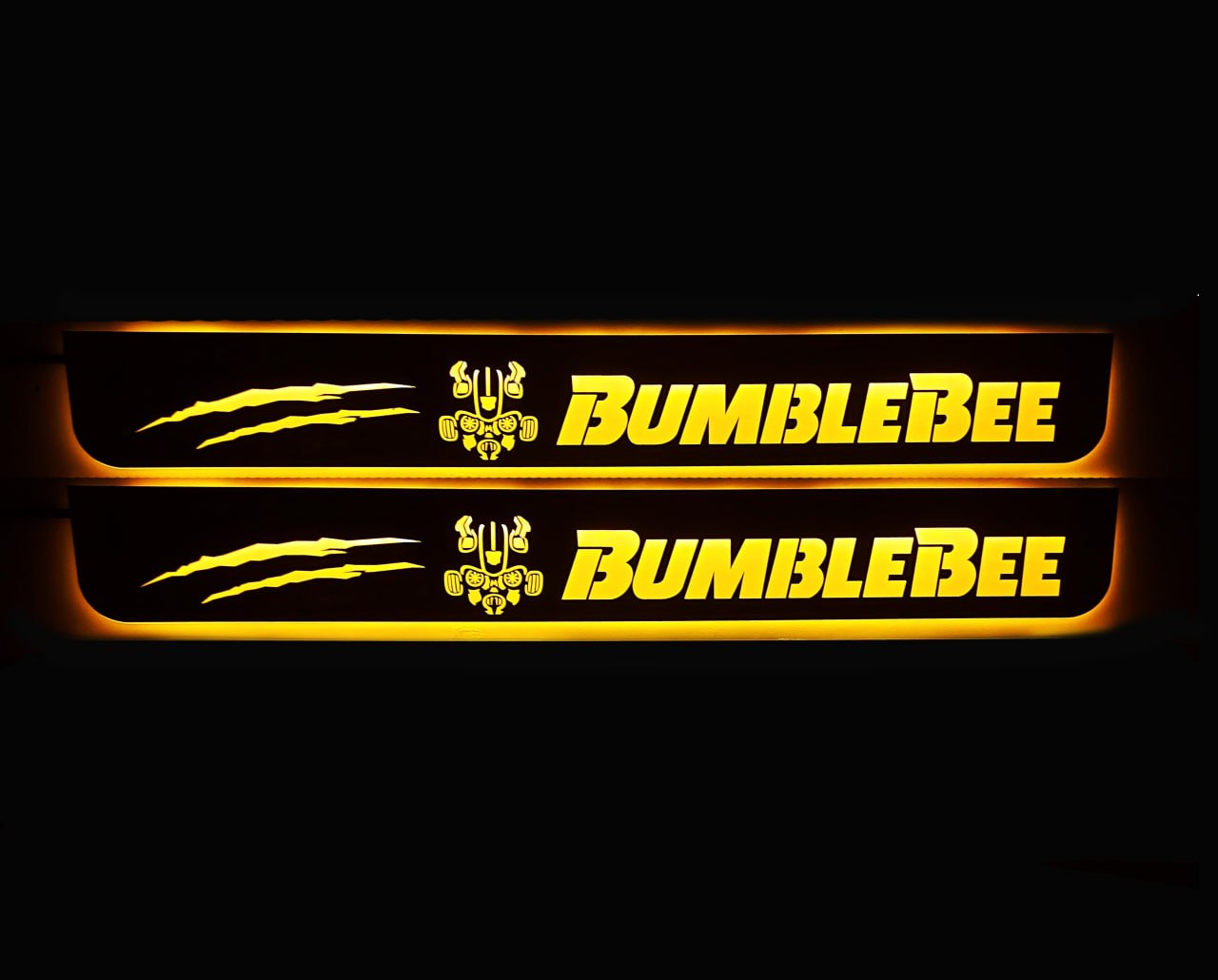 Illuminated LED Door Sill Tread Plates Chevrolet Camaro V 2009-2015 With BumbleBee Logo (type 1) Chevrolet Led Door Sills opdesign