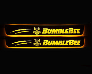 Illuminated LED Door Sill Tread Plates Chevrolet Camaro V 2009-2015 With BumbleBee Logo (type 1) Chevrolet Led Door Sills opdesign