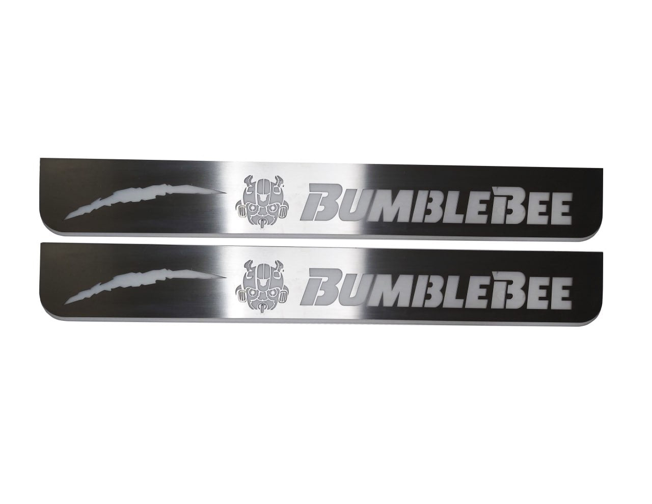 Chevrolet Camaro VI 2016+ stainless steel LED door sill plates with BumbleBee logo