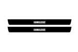 Chevrolet Camaro V E37 2009+ illuminated door sill protectors in stainless steel with Bumblebee logo