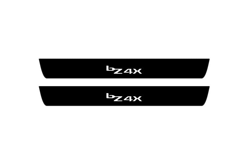 Toyota bZ4X 2022+ Illuminated Matte Sill Plates with logo bZ4X Toyota Led Door Sills PRO opdesign