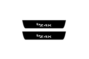 Toyota bZ4X 2022+ Illuminated Matte Sill Plates with logo bZ4X Toyota Led Door Sills PRO opdesign