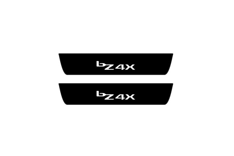 Toyota bZ4X 2022+ Illuminated Matte Sill Plates with logo bZ4X Toyota Led Door Sills PRO opdesign