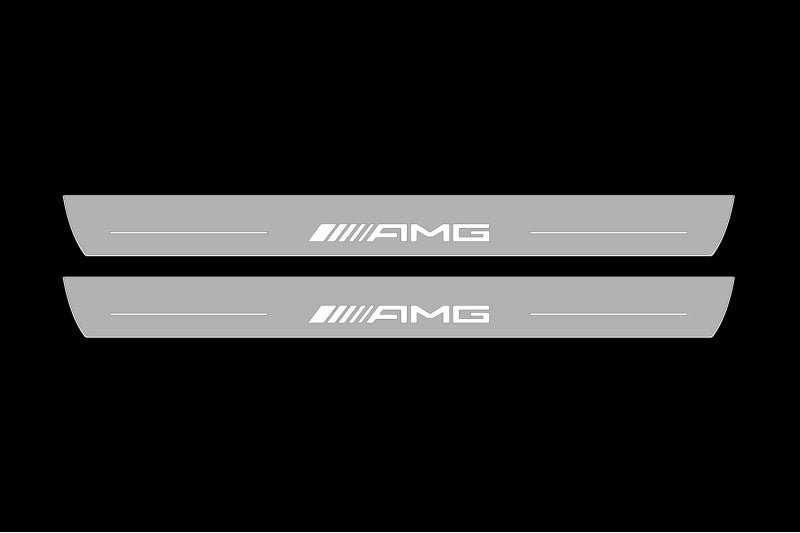 Illuminated LED Door Sill Tread Plates Mercedes SLK-Class R171 2004-2011 With AMG Logo Mercedes Led Door Sills opdesign