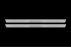 Illuminated LED Door Sill Tread Plates Mercedes CLK W209 2001-2009 With Mercedes-Benz Logo Mercedes Led Door Sills opdesign