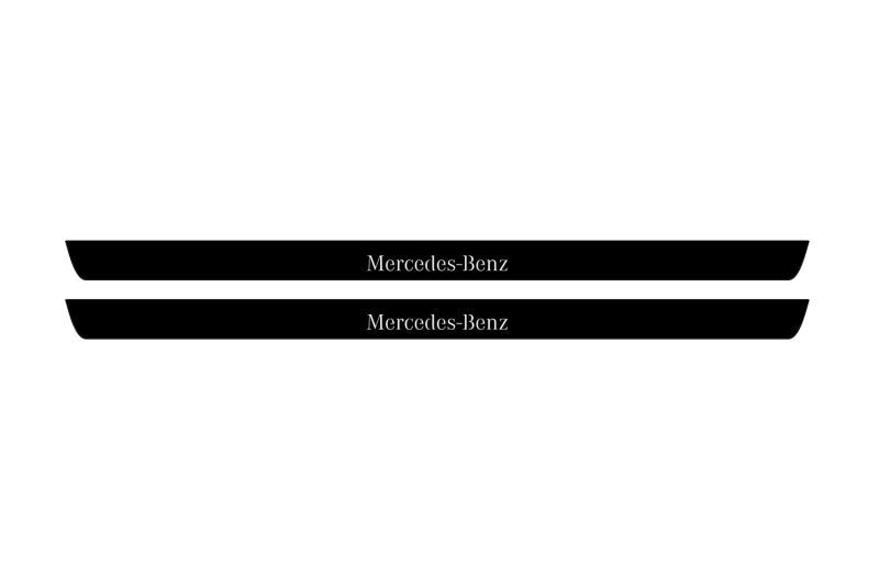 illuminated door sill protectors stainless steel Mercedes C W204 Coupe 2007+ with Mercedes-Benz logo