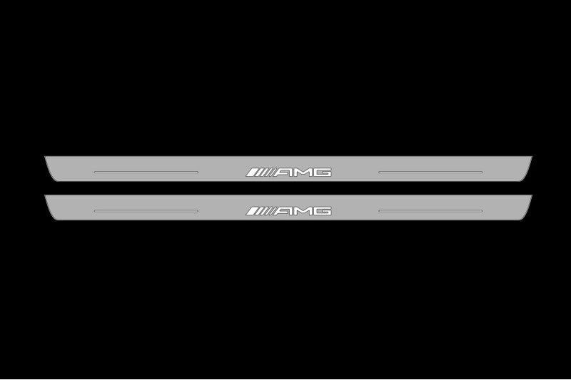 Illuminated LED Door Sill Tread Plates Mercedes C W204 Coupe 2007-2014 With AMG Logo Mercedes Led Door Sills opdesign