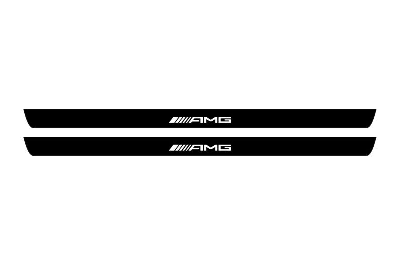 Mercedes C W204 Coupe 2007+ stainless steel illuminated entry guards with AMG logo