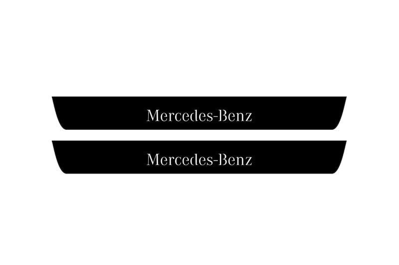 illuminated door sill protectors stainless steel Mercedes C W205 2014+ with Mercedes-Benz logo