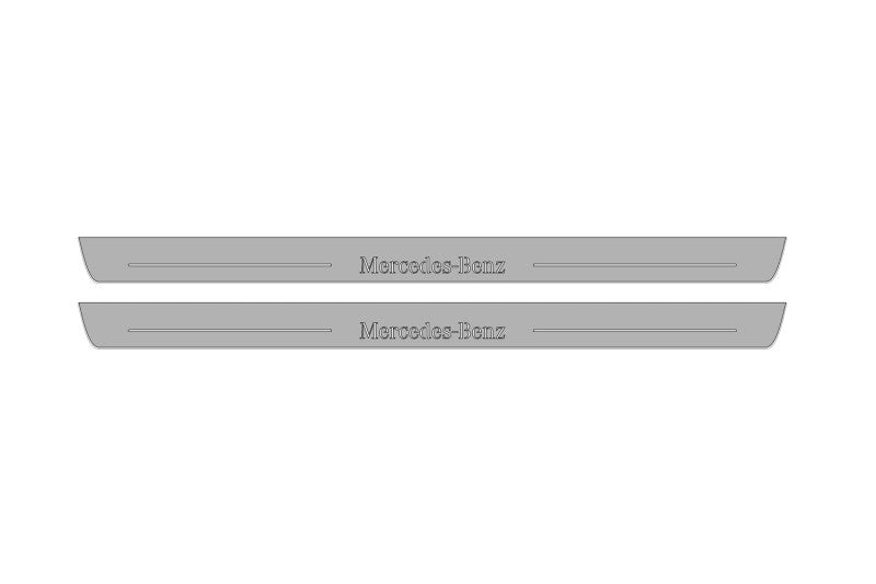 Illuminated LED Door Sill Tread Plates Mercedes C W205 Coupe 2014-2021 With Mercedes-Benz Logo Mercedes Led Door Sills opdesign