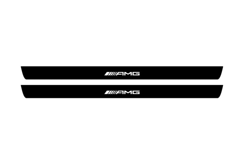 Mercedes C W205 Coupe 2014-2021 Illuminated Matte Sill Plates with logo AMG Mercedes Led Door Sills PRO opdesign