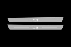 Illuminated LED Door Sill Tread Plates Citroen C3 III 2016+ With C3 Logo Citroen Led Door Sills opdesign