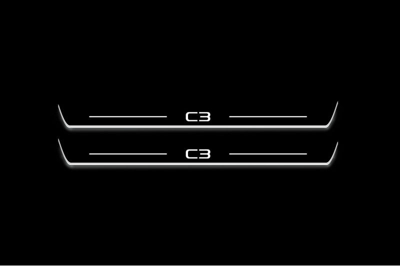 Citroen C3 III 2016+ entry guards in stainless steel with C3 logo