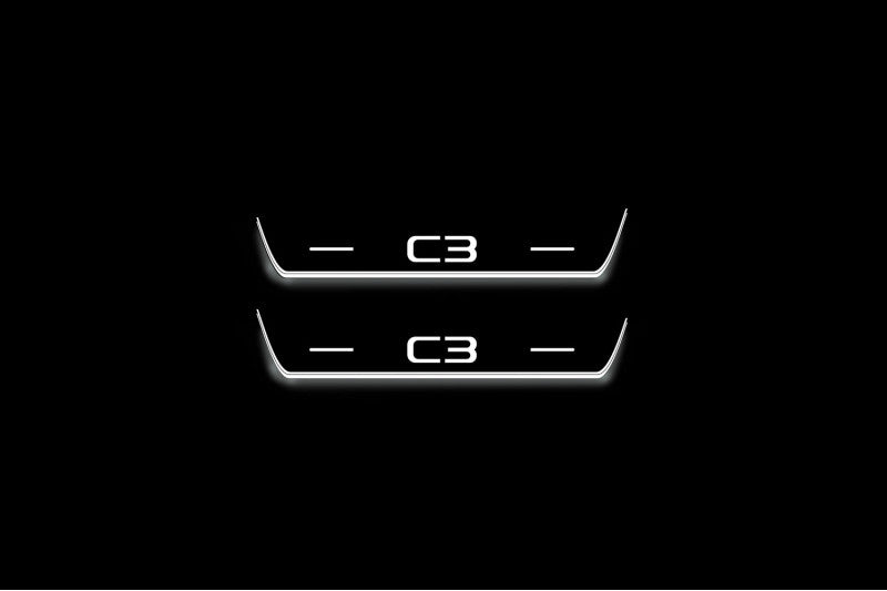stainless steel door sill plates for Citroen C3 III 2016+ with C3 logo