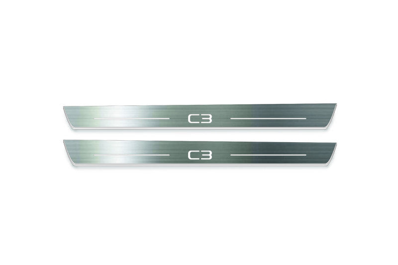 stainless steel LED door sill plates with Citroen C3 III 2016+ with C3 logo