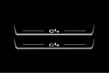 Citroen C4 II 2010+ LED door sill plates in stainless steel with C4 logo