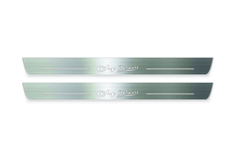 LED door sill plates stainless steel Citroen C4 Picasso I 2006+ with C4 Picasso logo