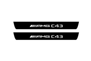Mercedes C W205 2014-2021 Illuminated Matte Sill Plates with logo AMG C43 Mercedes Led Door Sills PRO opdesign