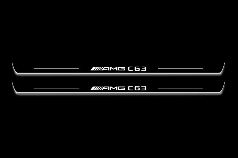 Mercedes C Coupe W204 Stainless Steel LED Door Sills – AMG C63 Logo