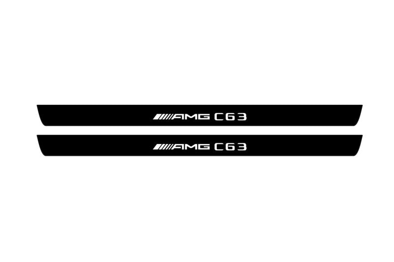 Mercedes C W205 Coupe 2014-2021 Illuminated Matte Sill Plates with logo AMG C63 Mercedes Led Door Sills PRO opdesign