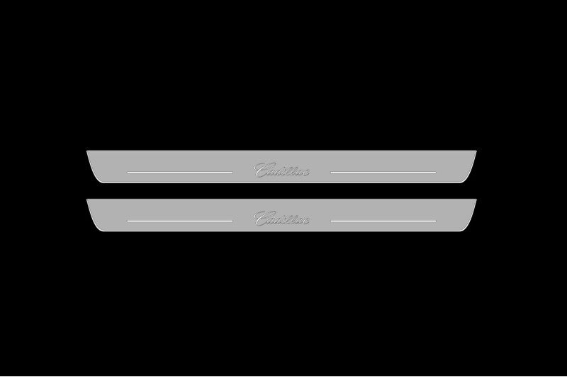 Illuminated LED Door Sill Tread Plates Cadillac CTS II 2007-2014 With Cadillac Logo Cadillac Led Door Sills opdesign