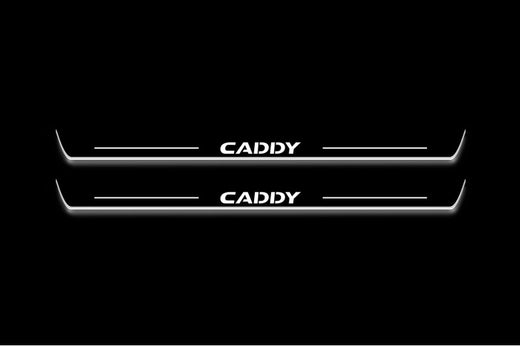 Volkswagen Caddy Van SB 2020–Present — Stainless Steel LED Door Sills — Caddy Logo